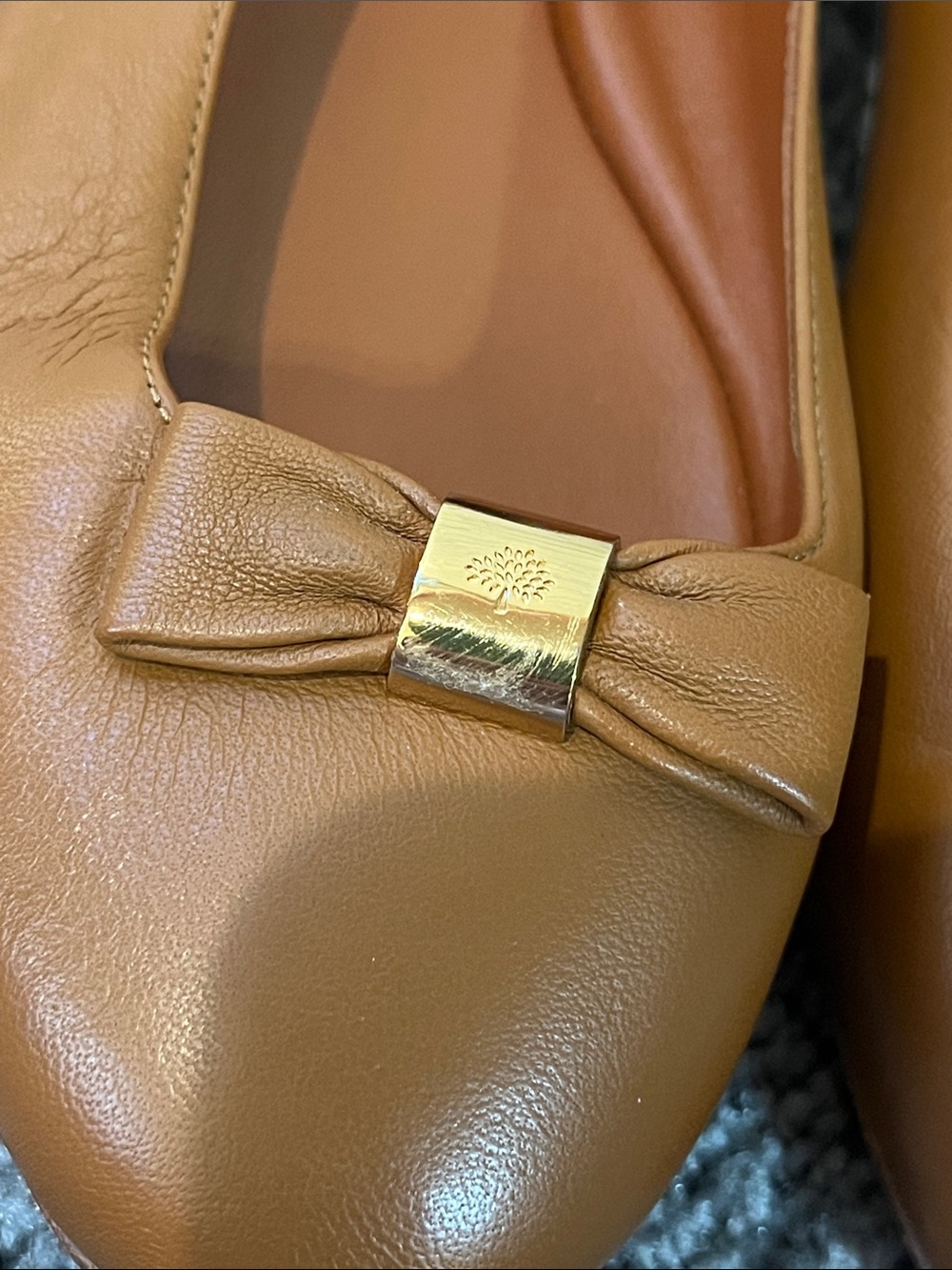 Mulberry leather brown bow ballet flats - Picture 3 of 9